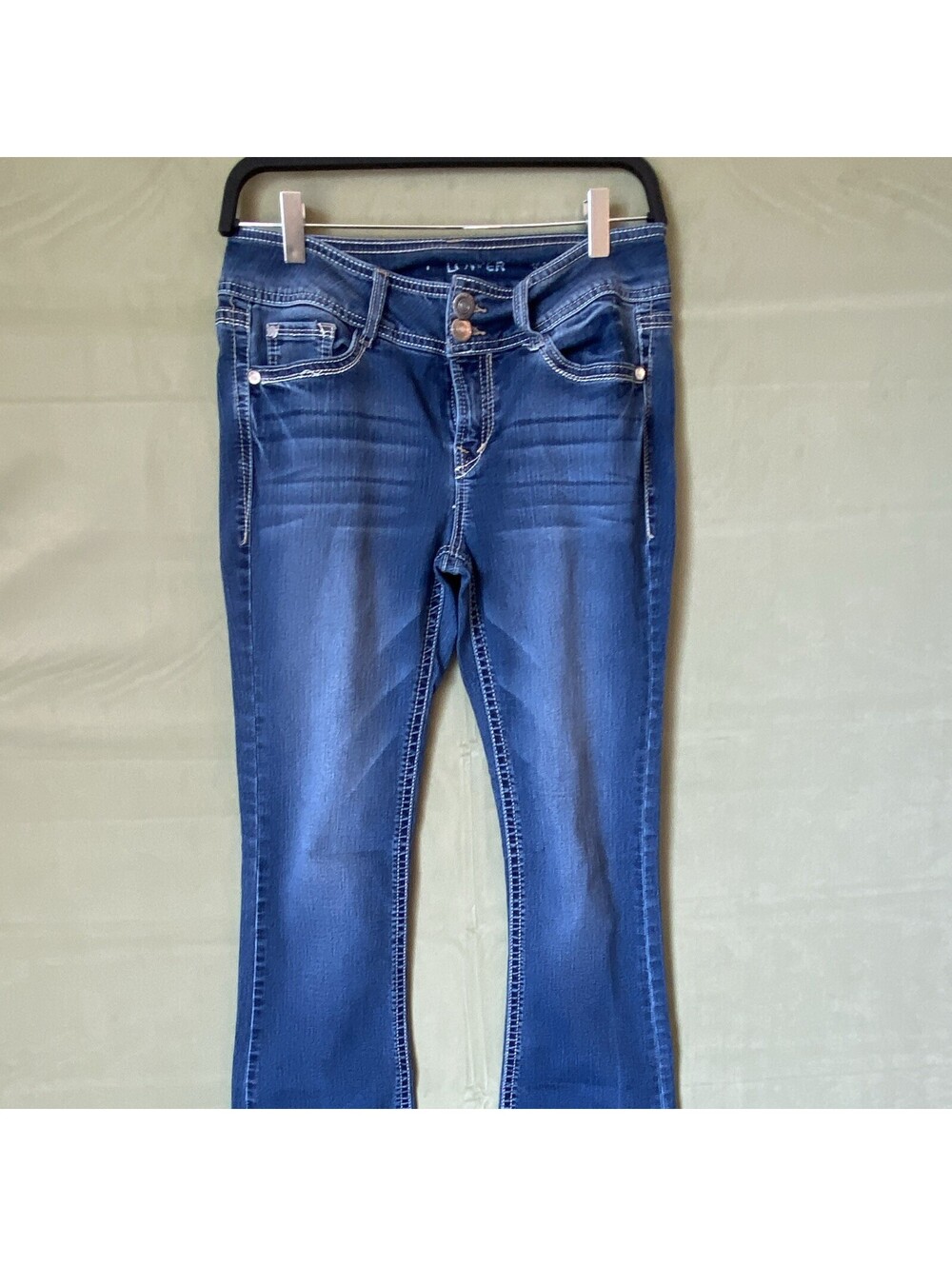 WallFlower Girls Bootcut Stretch Denim Jeans Blue Size 7 Adjustable Waist